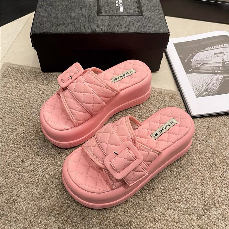 Dép da trầm trám đế cao kiểu dáng khuya siêu sang