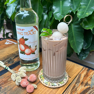 Syrup Chôm Chôm Pha Chế(Syrup Rambutan) KINGTEA.XT-Chai Thủy Tinh 800ml