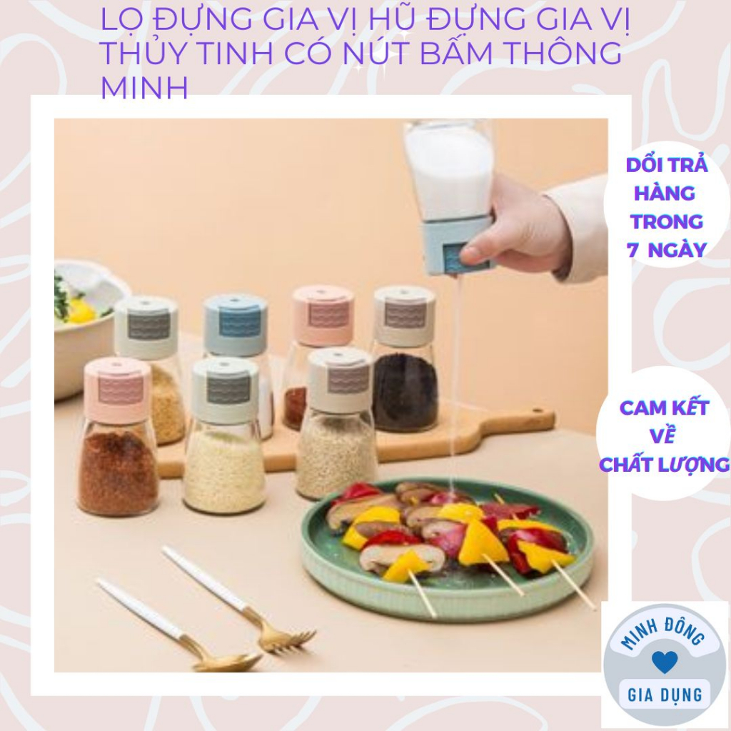 Lọ Đựng Gia Vị Hũ Đựng Gia Vị Thủy Tinh Có Nút Bấm Thông Minh