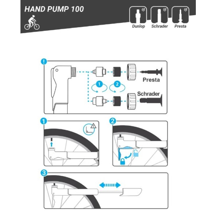 Bơm tay 100 cho xe đạp - Đen RIVERSIDE-Decathlon