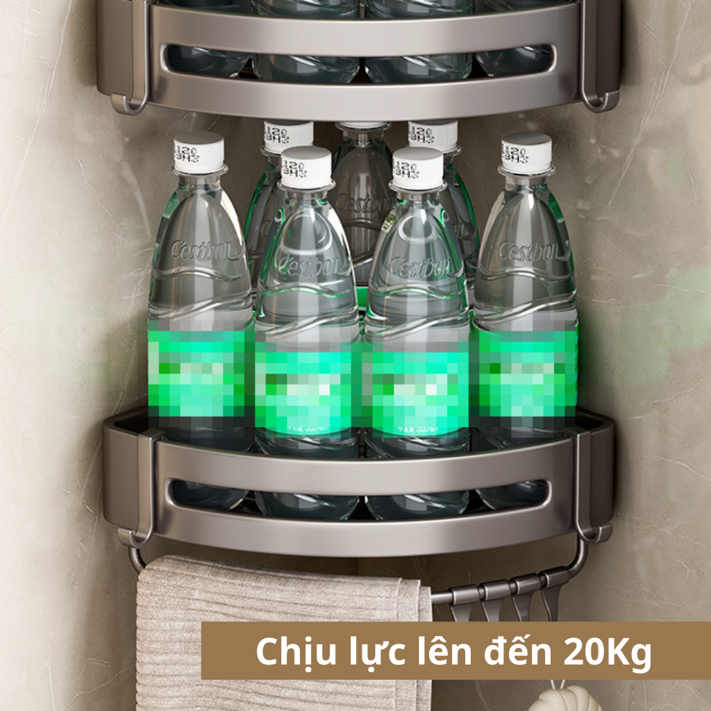 Kệ Để Đồ Nhà Tắm Kệ Góc Dán Tường Siêu Chắc Màu Xám Thép Carbon Không Rỉ Giá Để Đồ Đa Năng