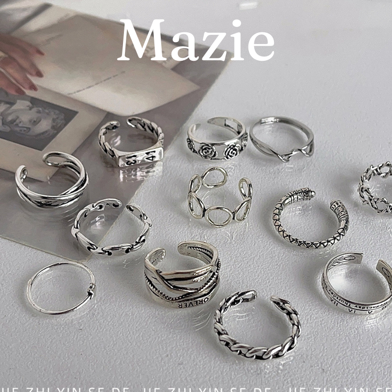 Nhẫn nữ bạc các kiểu dáng phong cách cá tính đi làm đi chơi Mazie Accessories phụ kiện trang sức thời trang R017