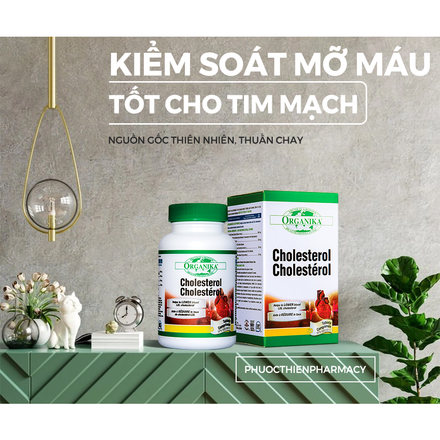 Viên uống giảm mỡ máu, gan nhiễm mỡ Cholesterol Organika nhập khẩu Mỹ lọ 60 Viên - hỗ trợ tim mạch, giảm tai biến