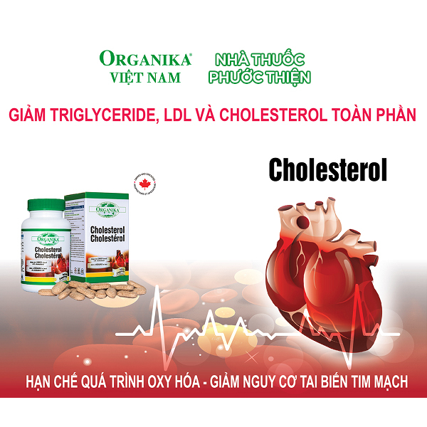 Viên uống giảm mỡ máu, gan nhiễm mỡ Cholesterol Organika nhập khẩu Mỹ lọ 60 Viên - hỗ trợ tim mạch, giảm tai biến