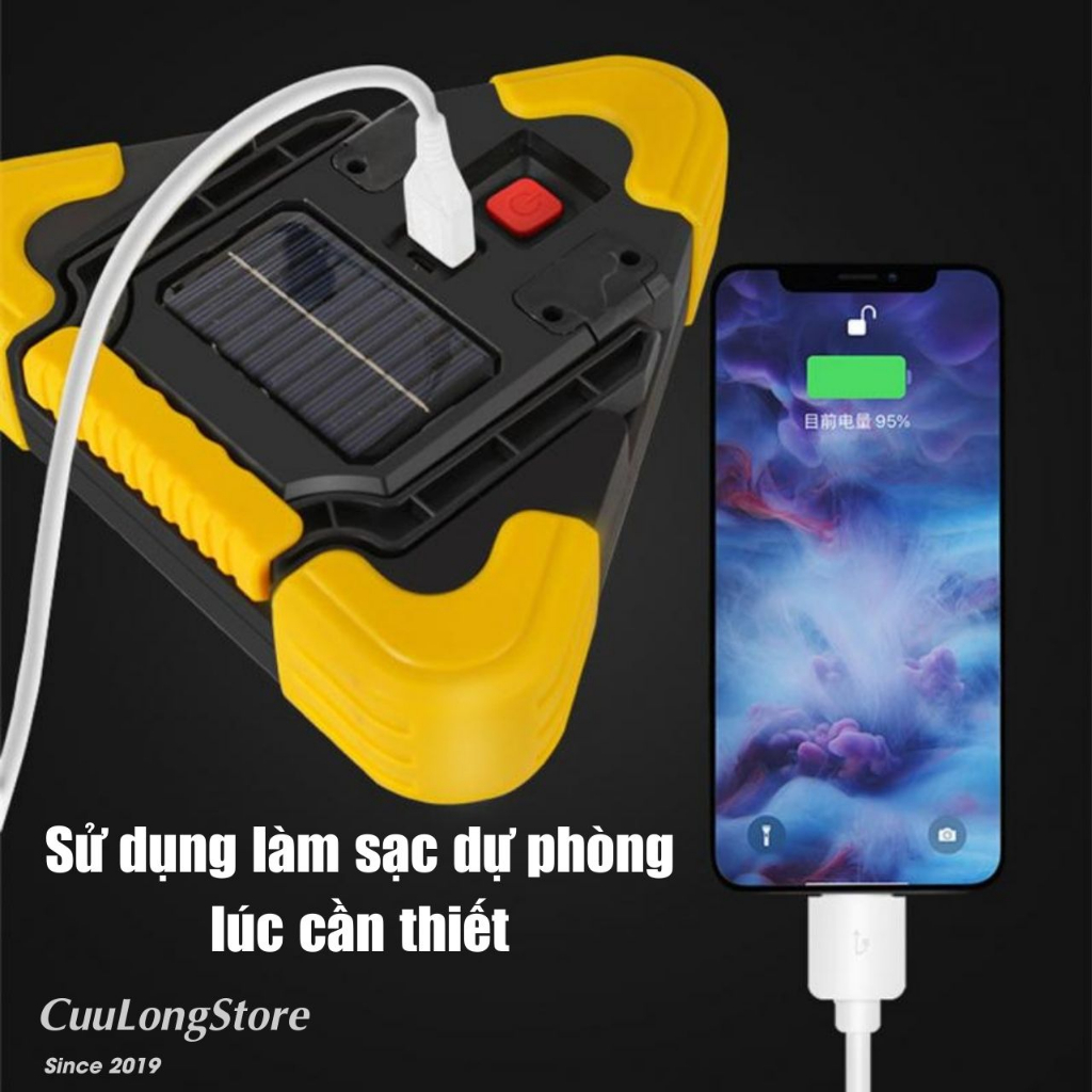 Đèn Cảnh Báo Nhấp Nháy Nguy Hiểm SOS cho xe ô tô, dùng pin sạc phù hợp cắm trại dã ngoại ngoài trời cứu hộ đa năng