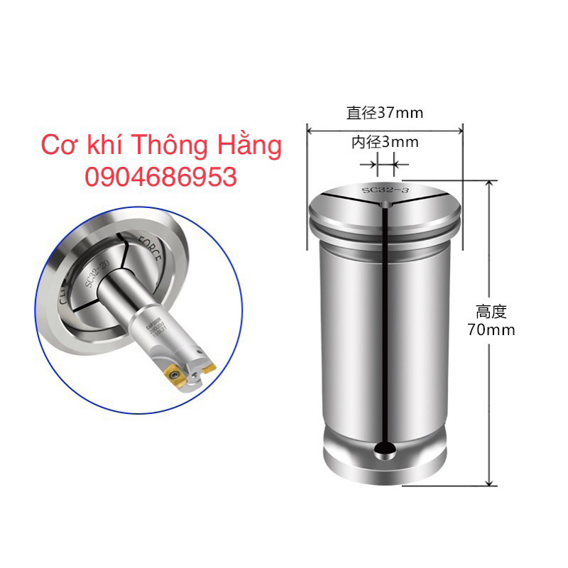 Collet trụ SC32 đủ size từ phi 1mm đến phi 26mm