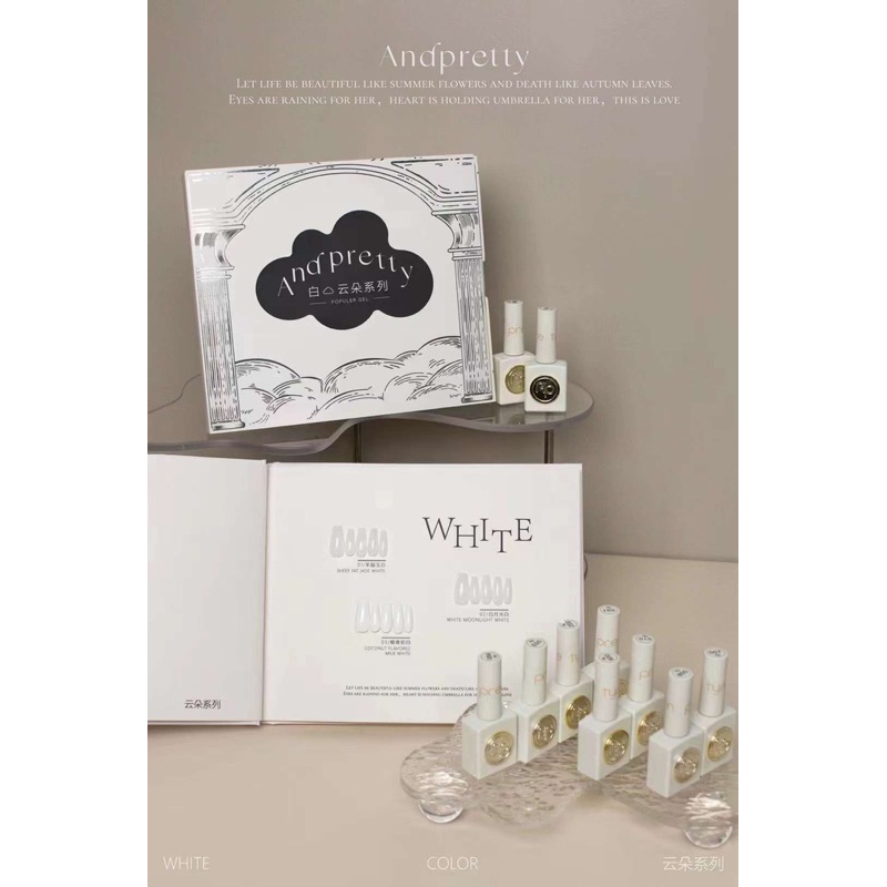Bộ sơn gel trắng sữa AndPretty 10 màu tặng kèm bảng màu siêu xinh