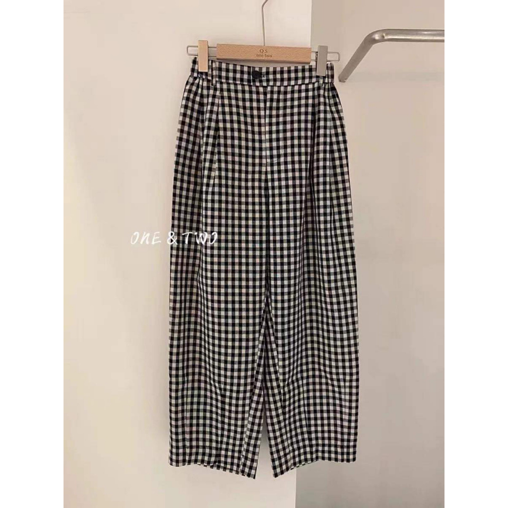 Quần xuông kẻ caro hothit chuẩn style hàn quốc