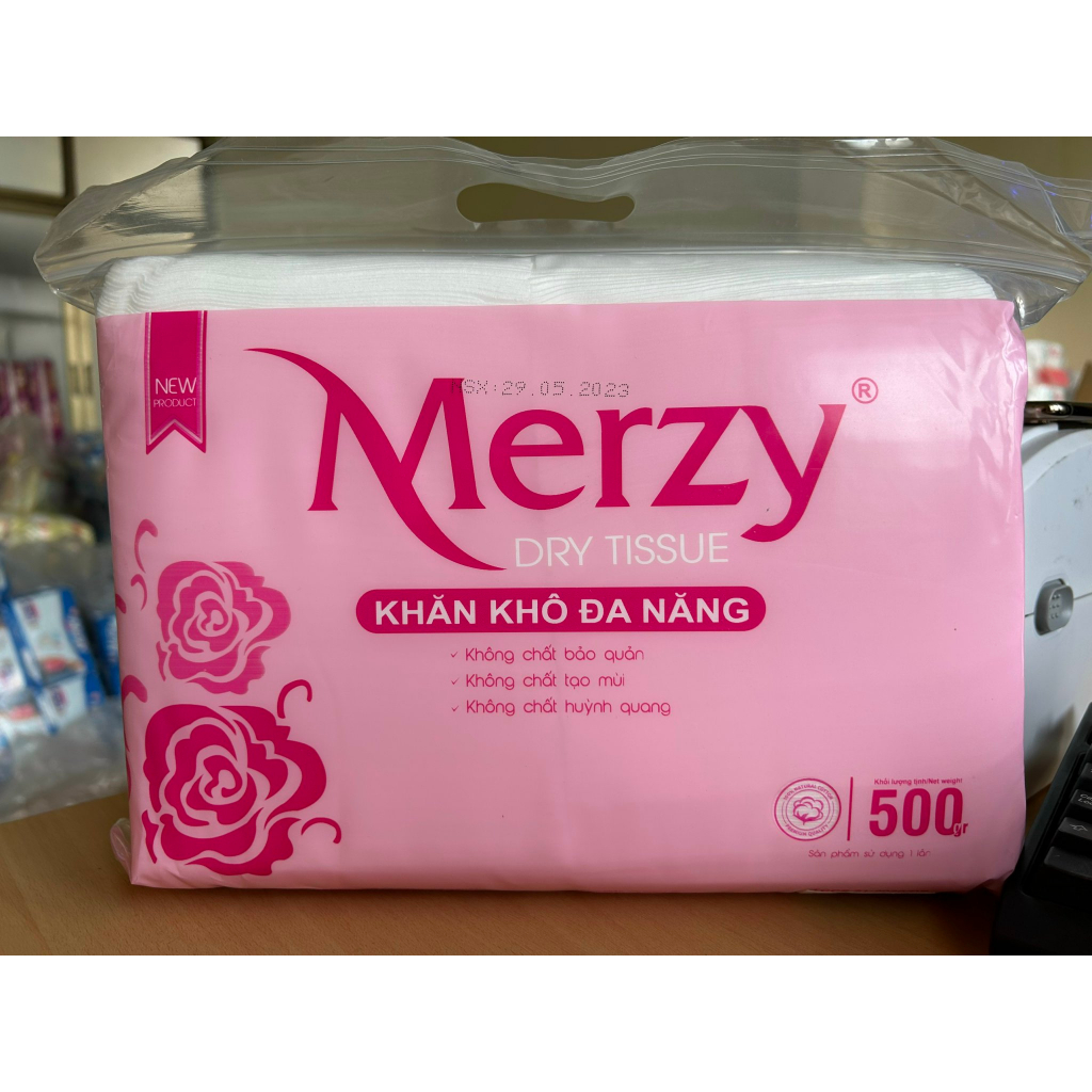 Khăn khô đa năng cho bé Merzy diệt khuẩn tia cực tím dùng thay khăn sữa cho bé 500 Gram Kích Thước 14x19 Cm