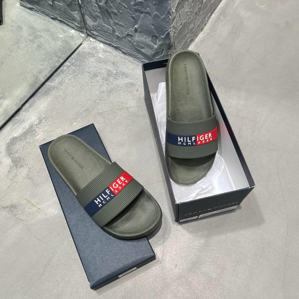 Dép Quai Ngang Tommy Hilfiger RONKS Olive Fullbox