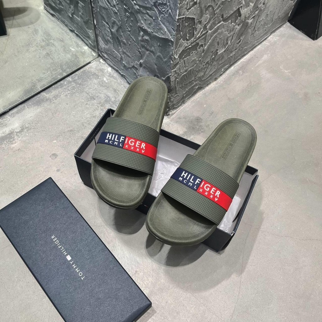 Dép Quai Ngang Tommy Hilfiger RONKS Olive Fullbox