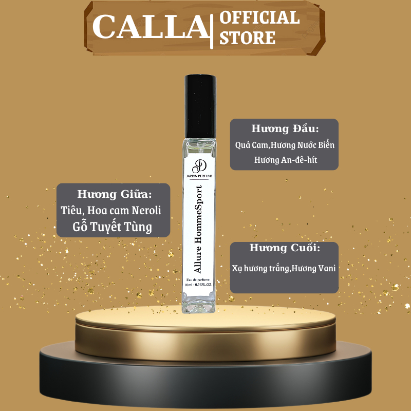 Nước hoa nam ALLURE HOMME SPORT 10ml hiện đại nam tính mạnh mẽ thơm lâu | Body mist nam by JARDIN PERFUME
