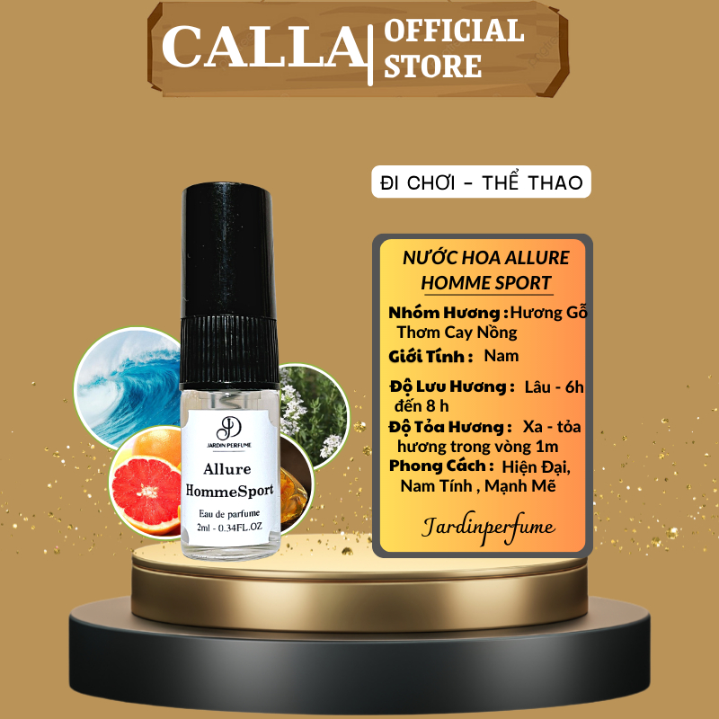 Nước hoa nam ALLURE HOMME SPORT 10ml hiện đại nam tính mạnh mẽ thơm lâu | Body mist nam by JARDIN PERFUME