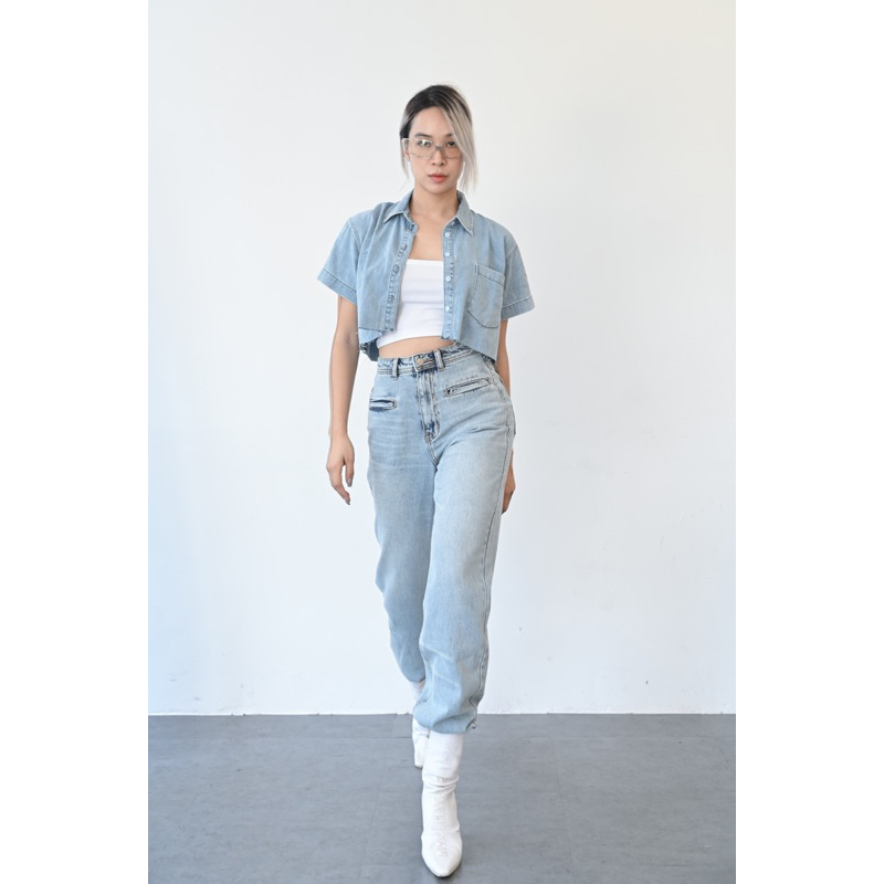 SM022 Sơmi tay đùi denim
