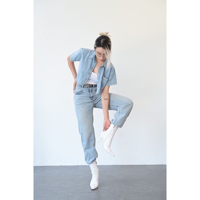 SM022 Sơmi tay đùi denim