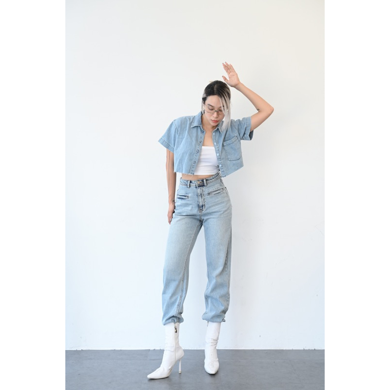SM022 Sơmi tay đùi denim