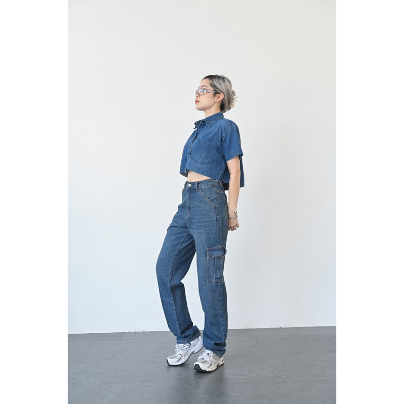 SM022 Sơmi tay đùi denim