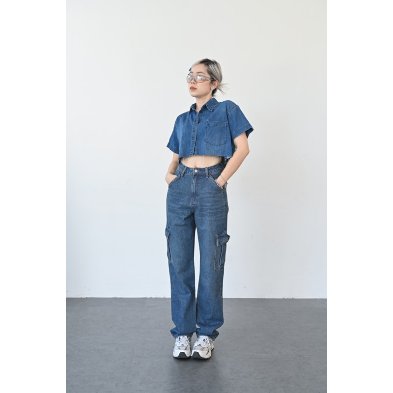 SM022 Sơmi tay đùi denim