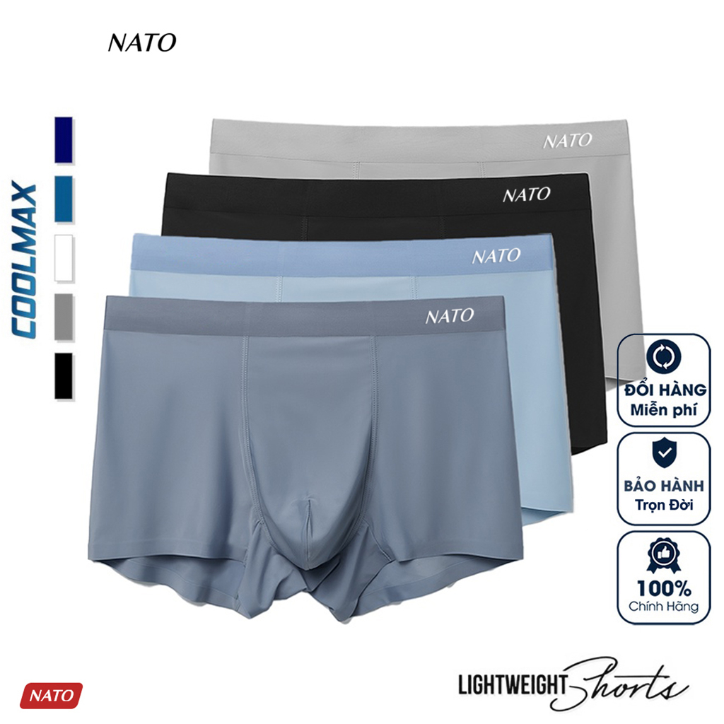 Quần Lót Nam PROFIT & SLIP Boxer Trơn Vải Lụa Băng Tự Nhiên Thun Lạnh Cao Cấp Màu Đen Xanh Xám Tam Giác Sịp Đùi NATO