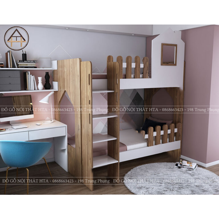 Giường tầng đa năng cho bé kèm bàn học