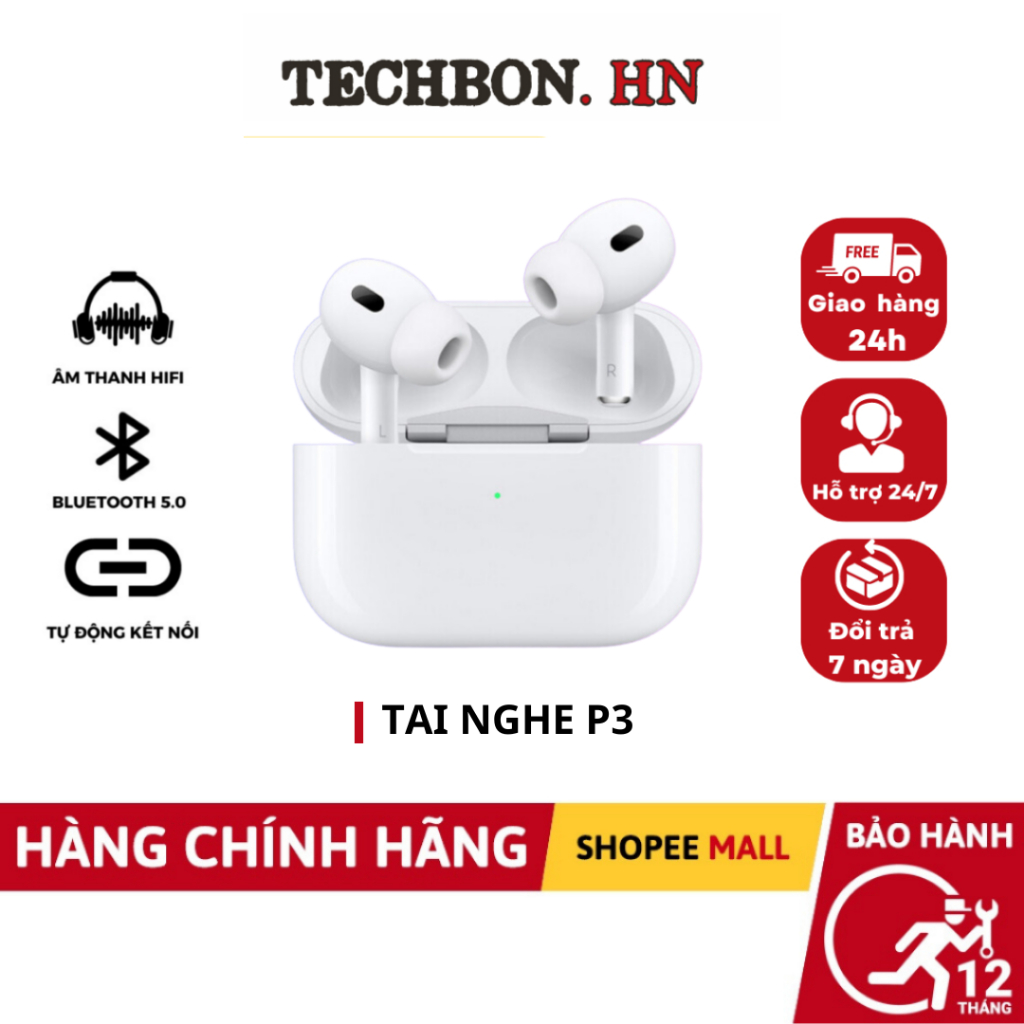 Tai nghe không dây bluetooth P3/ P3 Pro/ l12 nhỏ gọn chất lượng âm thanh trầm tuyệt vời tích hợp micro- TECHBONHN