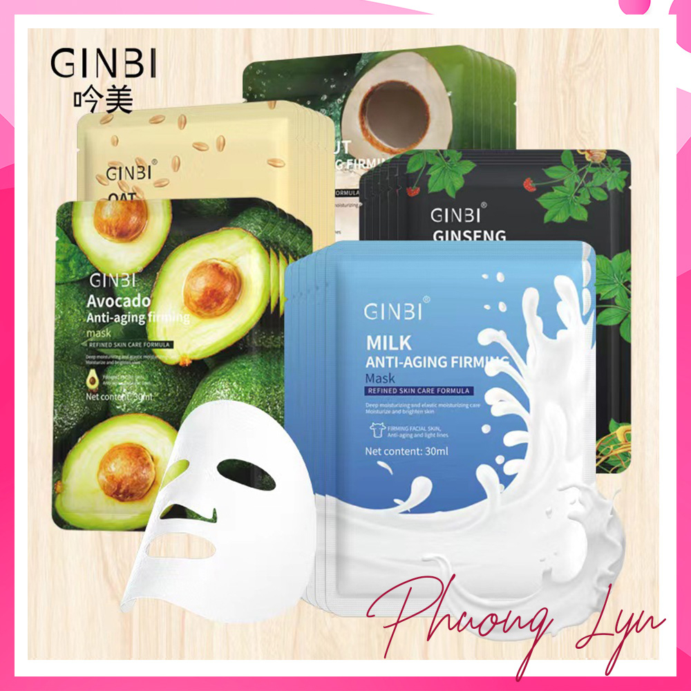 Mặt nạ giấy dưỡng sáng trắng da dưỡng ẩm trái cây GINBI nội địa Trung chống lão hoá, săn chắc da, dưỡng da sâu