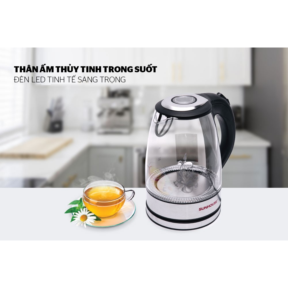 Ấm Siêu Tốc Thủy Tinh SUNHOUSE SHD1217 Dung Tích 1.7L