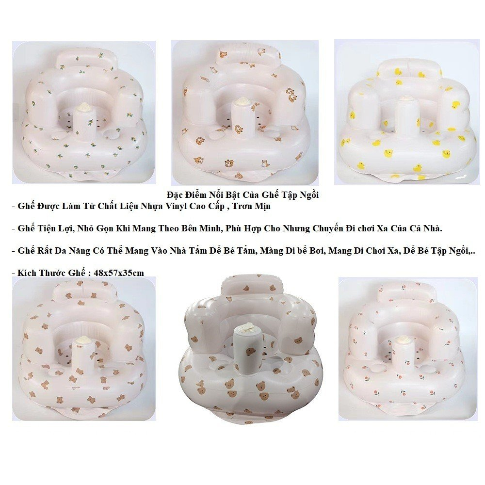 Ghế hơi tập ngồi cho bé ăn dặm, đi bơi,tắm, đi dã ngoại, tích hợp bơm tự động