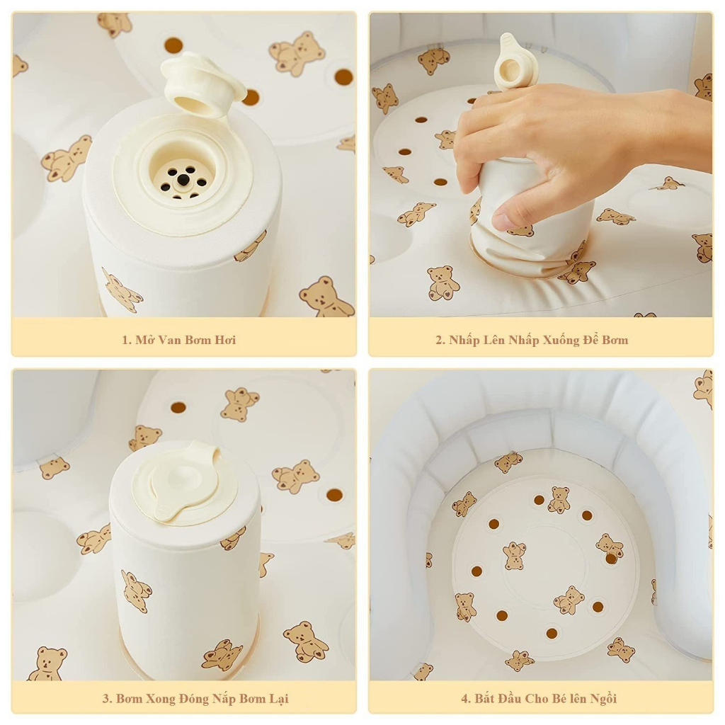 Ghế hơi tập ngồi cho bé ăn dặm, đi bơi,tắm, đi dã ngoại, tích hợp bơm tự động