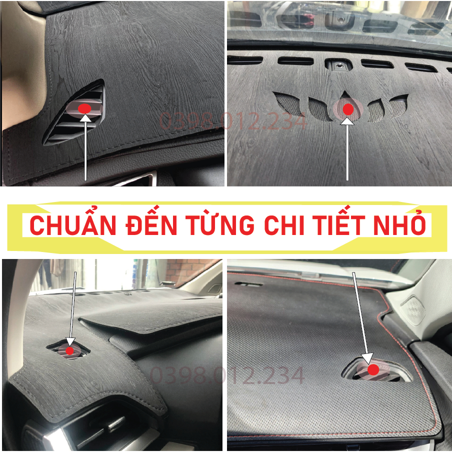 Thảm taplo Mitsubishi Outlander 2017 2018 2019 2020 2021 2022 2023, thảm taplo da carbon, da vân gỗ, nhung cừu cao cấp