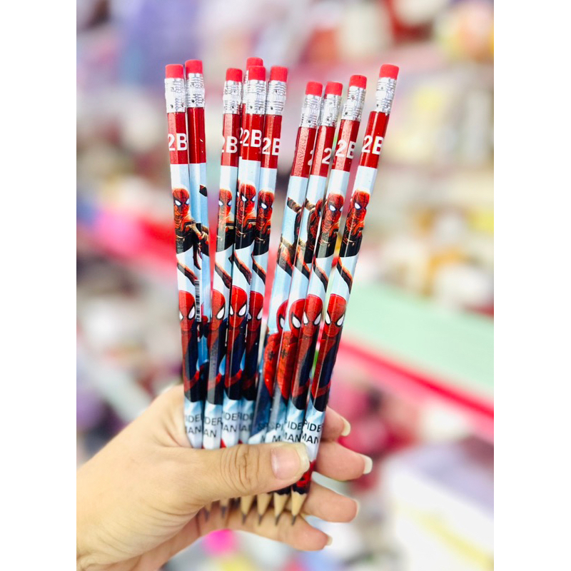 Hộp 12 Chì Chuốt 2B Mẫu Gấu Dâu LOTSO/Elsa/Doraemon/Spiderman Đáng Yêu Cho Bé