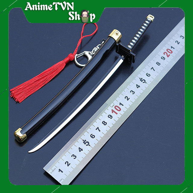 Móc khóa mô hình katana Kim loại titan ko gỉ mô hình Kiém của Anime Manga Bleach