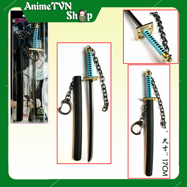 Móc khóa mô hình katana Kim loại titan ko gỉ mô hình Kiém của Anime Manga Bleach