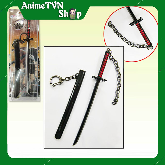 Móc khóa mô hình katana Kim loại titan ko gỉ mô hình Kiém của Anime Manga Bleach