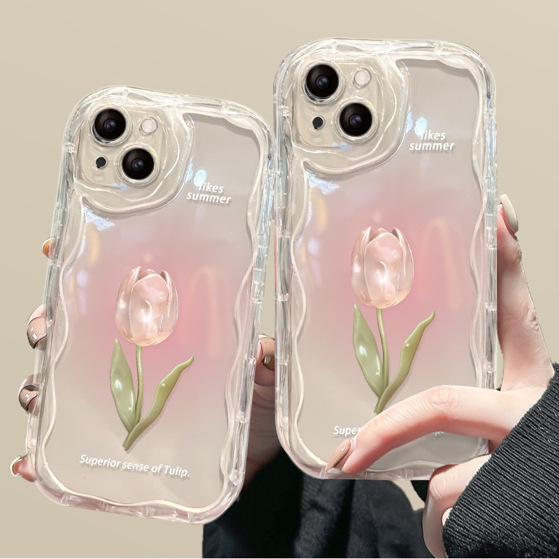 Ốp Lưng Viền Hoa Nổi Chống Sốc - Mẫu Superlor sense of Tulip - VSN004