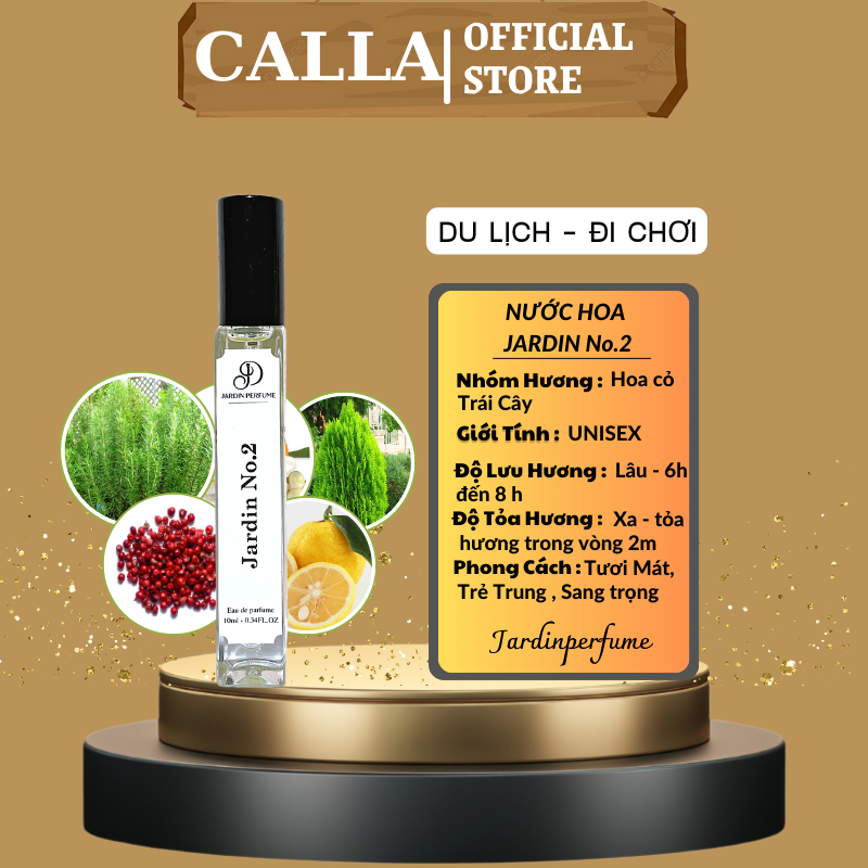 Nước hoa unisex JARDIN NO.2 tươi mát trẻ trung sang trọng thơm lâu 10ml | Body Mist Unisex By JARDIN PERFUME