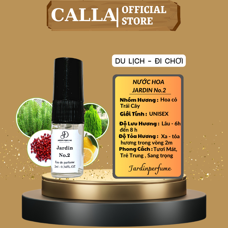 Nước hoa unisex JARDIN NO.2 tươi mát trẻ trung sang trọng thơm lâu 10ml | Body Mist Unisex By JARDIN PERFUME