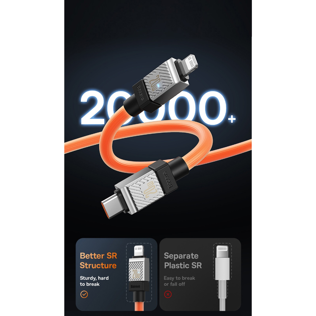 Dây sạc nhanh 20W 27W Baseus Coolplay cáp silicon siêu bền công nghệ mới cho iPHONE 11 12 13 14promax
