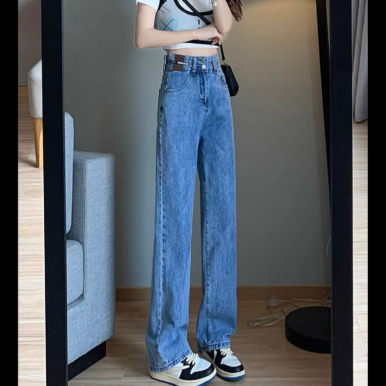 Quần jeans CẠP CAO ống suông rộng nữ HAZEE cao cấp, Quần bò nữ ống rộng lưng cao, vải jean dày đẹp ,dáng suông HZ79