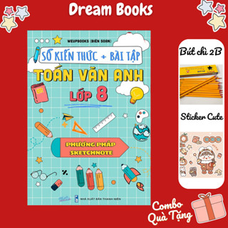 Sách - Sổ Tay Kiến Thức + Bài Tập Toán Văn Anh 8- Học Theo Phương Pháp SKETCHNOTE Trang Trí Sticker Sinh Động