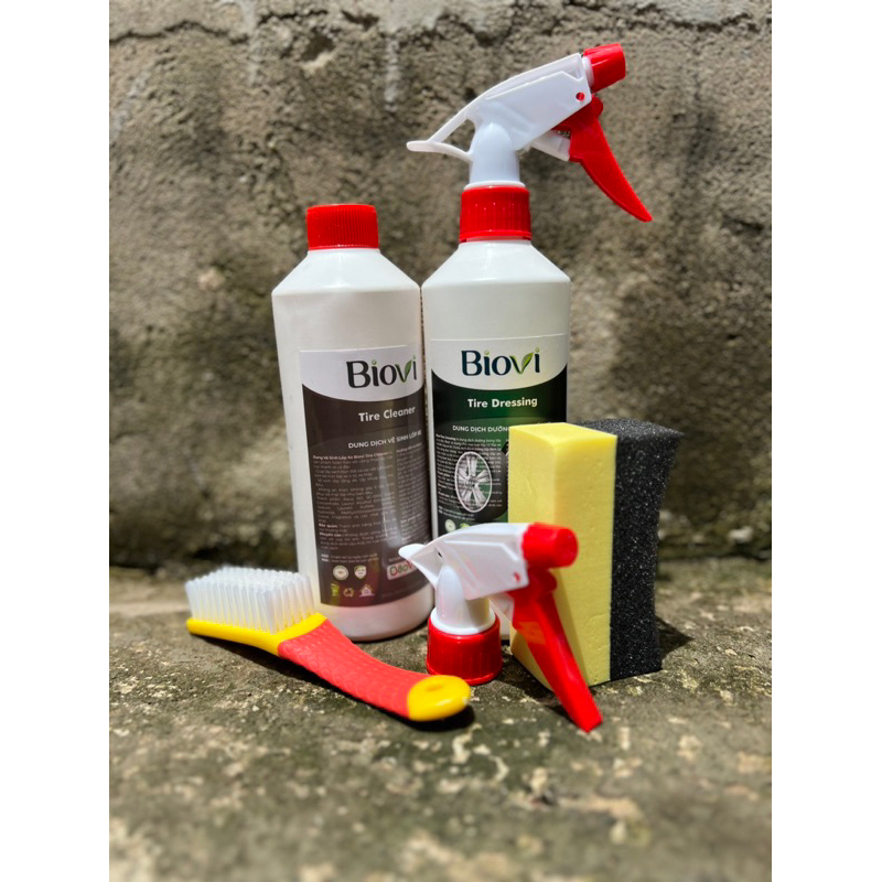 combo tẩy lốp +dưởng bóng lốp kháng nước biovi