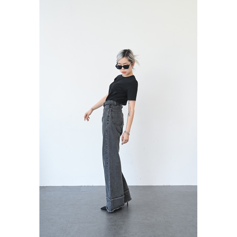 JN167 Suông xám rộng lai 2 tầng