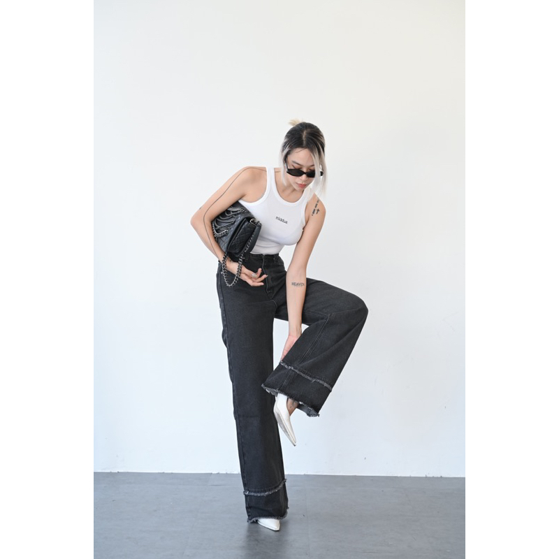 JN167 Suông xám rộng lai 2 tầng