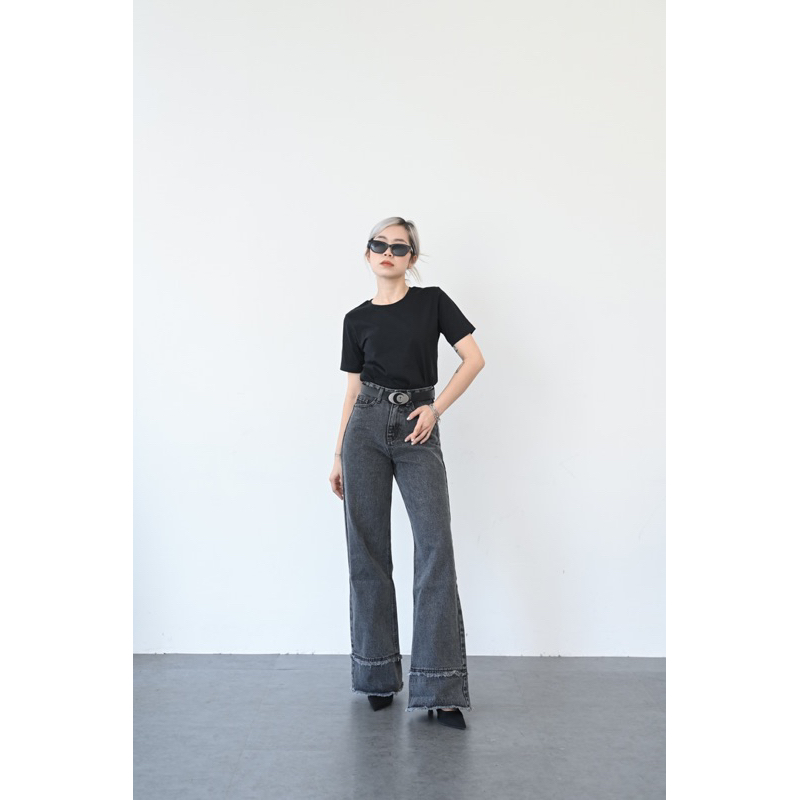 JN167 Suông xám rộng lai 2 tầng