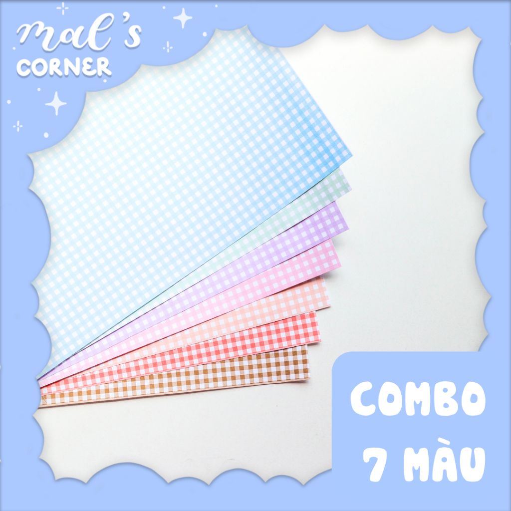 Combo 7 Tờ Bìa Bao Tập Vở Caro A5 B5 | Giấy Bao Tập Vở A5 B5 | mal’s corner