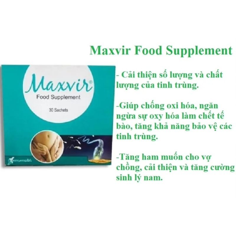 Maxvir Tăng số lượng, chất lượng tinh trùng cho nam giới,Tăng khả năng thụ thai tự nhiên và phương pháp hỗ trợ sinh sản