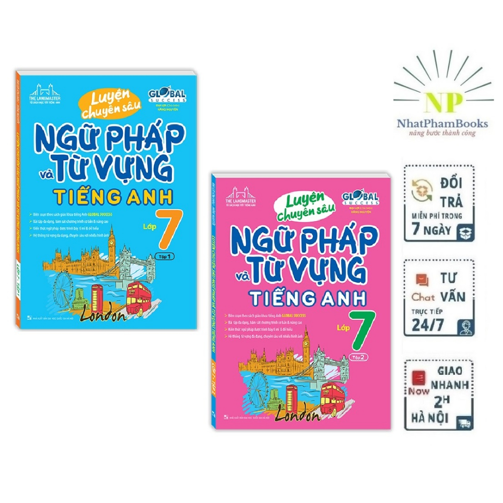 Sách - Combo Golbal Sucess Luyện chuyên sâu ngữ pháp và từ vựng tiếng anh lớp 7 (Tập1+Tập2) Tặng Kèm Bookmark