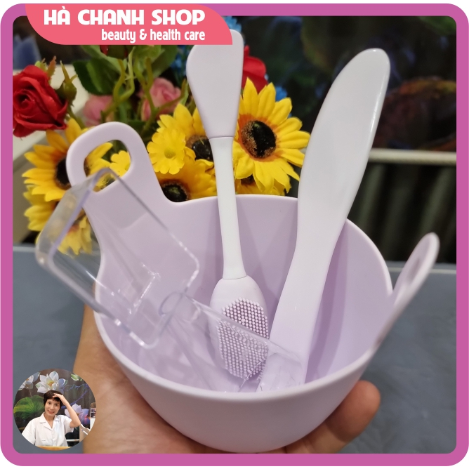 Bộ Bát Trộn Đắp Mặt Nạ 4 Món Có Thìa Rửa Mặt Lấy Mụn Đầu Đen Bát Silicon Dẻo Cốc Đong Mặt Nạ Đẹp Sang Trọng Và Tiện Dụng