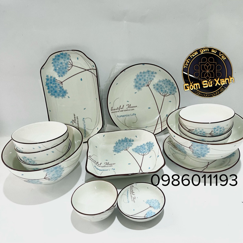Bộ bát hoa bồ công anh,decor cực đẹp,men dầy dặn,hoạ tiết sắc nét