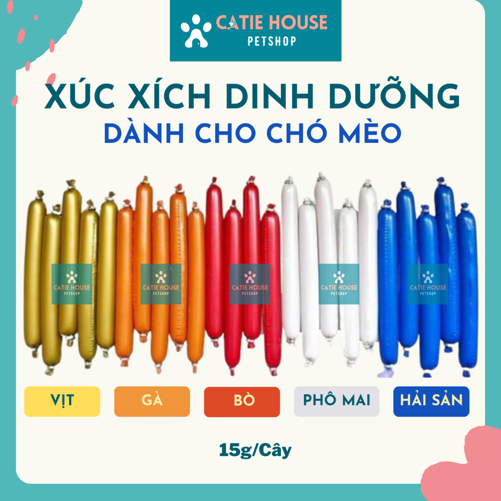 Xúc xích cho mèo chó 20g - Xúc xích chó mèo 20g - Xúc xích dinh dưỡng cho chó mèo 20g